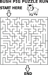 Bush Pig Maze Puzzle Run Game Start End Black White