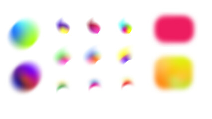 colorful set of gradient hole Blue green radial stain gradation circle gradient shapes blur colors,  fluid blur mesh neon blob noise effect vector pack for poster, banner, leaflet, brochure Vector