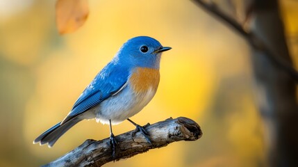 A bluebird perching quietly on a branch