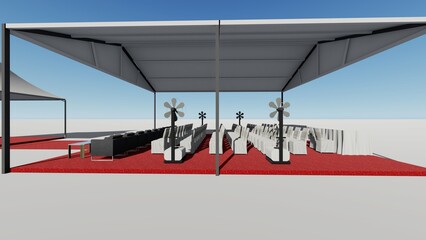 Outdoor Event Space Visualization with Seating and Awning