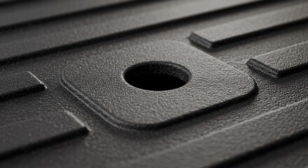 Close-up of Textured Black Surface with Central Circular Hole