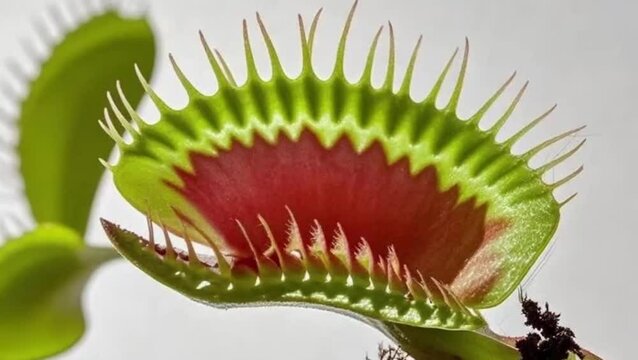 Pitcher Plant with Red Lip on White Background, VENUS FLY-TRAP