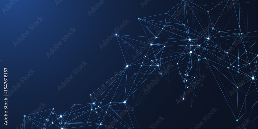 Poster Global network connection concept. Big data visualization. Social network communication in the global computer networks. Internet technology. Business. Science. Vector illustration