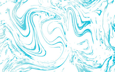 Fototapeta premium Abstract marbled background with fluid swirls of bright cyan, electric blue, and white. Showcases smooth, organic curves and chaotic flowing patterns that mimic liquid or ink motion.