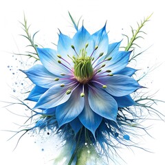 Obraz premium Love in a Mist with Paint Splash Gently Composed Around Flower Photo