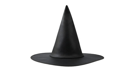 A black witchs hat sits against a dark background