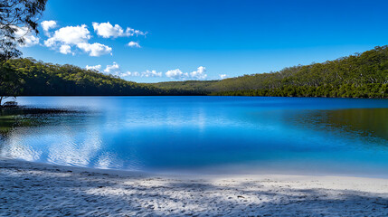 The serene tranquility of scenery at Lake McKenzie on Fraser Island