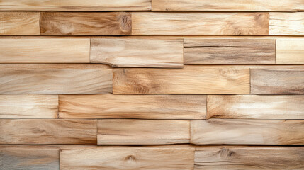 Natural wood plank wall with warm tones and smooth texture, creating cozy atmosphere