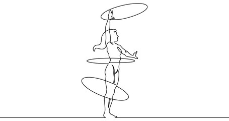 Continuous one line drawing circus artist. Circus. The juggler juggles. Circus performance. One continuous line isolated minimal illustration.Not AI. © derplan13