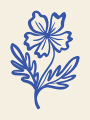 decorative flower with leaves sketch vector illustration