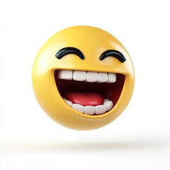 Cheerful Laughing Face Emoji with Wide Open Mouth and Bright Smile