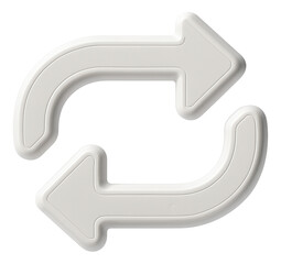 White arrow sticker in a rounded shape with glossy style, dynamic promotional graphic on transparent background.