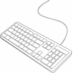 Black computer keyboard isolated on white background for technology and office use