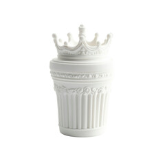 Elegant White Crown-topped Urn or Container
