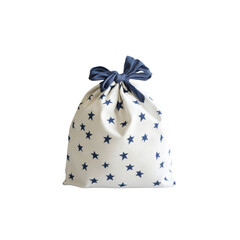 Cream and Navy Star Print Drawstring Gift Bag