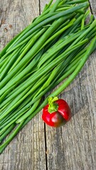 fresh vegetables on wooden table