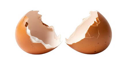 Cracked eggshell halves are presented, creating a visual concept of fragility and new beginnings.
