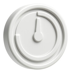 Minimalist round white dial with a pointer design in smooth matte finish on transparent background.