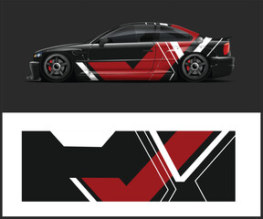 Dynamic abstract racing car wrap design with green blue and white flowing graphic elements © MdAbdullah