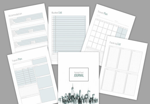 Minimal Black and Green Travel Journal Set