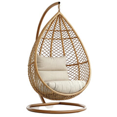 Obraz premium Tear Drop Shaped Wicker Rattan Hanging Chair on transparent 