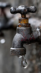 Rustic Water Tap with Droplet