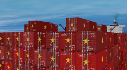 Vietnam export containers on cargo ship