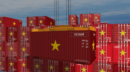 Vietnam export containers cargo crane loading illustration