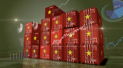 Vietnam export cargo containers with charts and diagrams