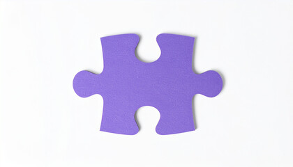Fototapeta premium Purple puzzle piece isolated on a white background. Minimalist design.