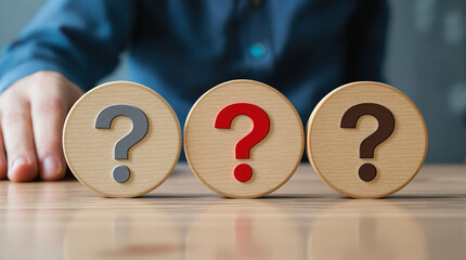 Neon sign on a brick wall in the shape of a question mark.