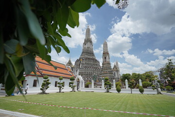 Wat Arun Temple in Thailand on Sunny Morning