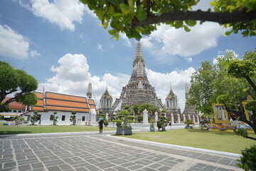 Wat Arun Temple in Thailand on Sunny Morning