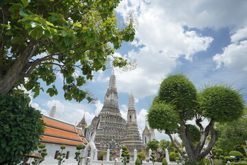 Wat Arun Temple in Thailand on Sunny Morning