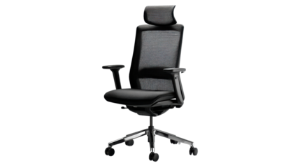 Ergonomic office chair with adjustable features on a white isolated background.