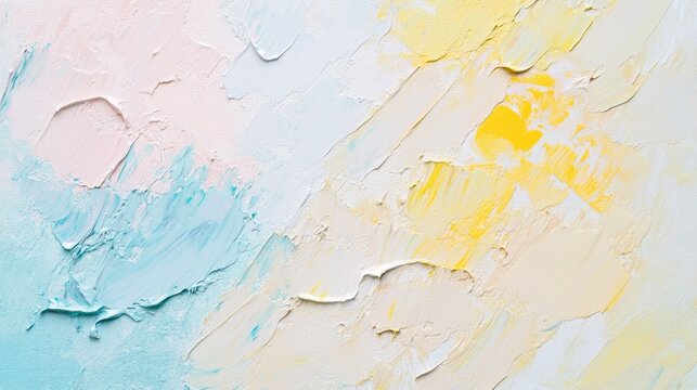 pastel blue, pale yellow thick, textured acrylic paint