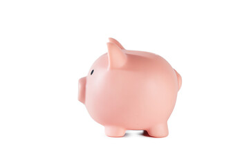 Pink piggy bank isolated on white background. The concept of money savings.