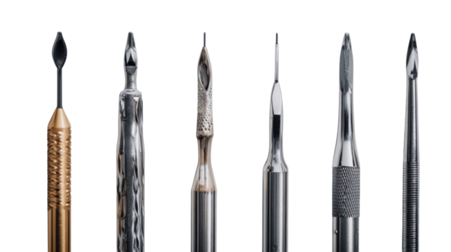 Precision tools for various applications, showcased in a row against a white isolate background.