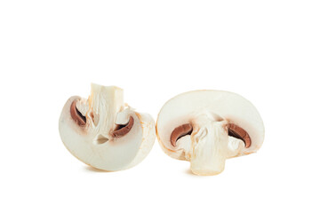 Sliced ​​champignons isolated on white background.