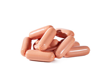 Bundle of delicious sausages in casing.