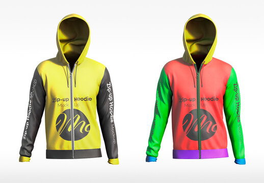 Zip-Up Hoodie Front View Mockup