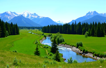 Natural Scenery of Mountains, Rivers
