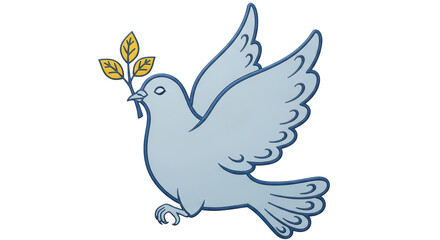 Isolated Dove Holding Olive Branch