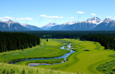 Natural Scenery of Mountain, River and Wild