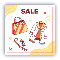 Set of Editable instagram square banner template. circle background with stripe line shape. Suitable for social media post and web internet ads. Vector illustration with photo college