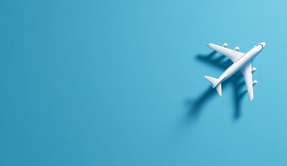 White Model Airplane on Vibrant Blue Background