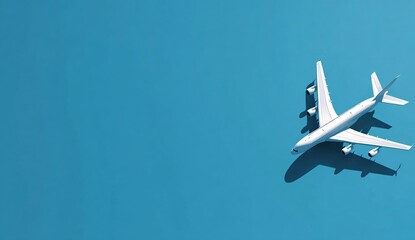 White Model Airplane on Vibrant Blue Background