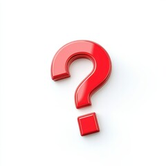 Vibrant Red Question Mark Icon with Clean Edges on White Background