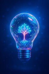 A light bulb with a tree inside
