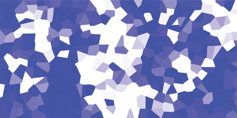 Abstract geometric pattern featuring a mosaic of polygon shapes in various shades of blue and white forming a decorative artistic background design.